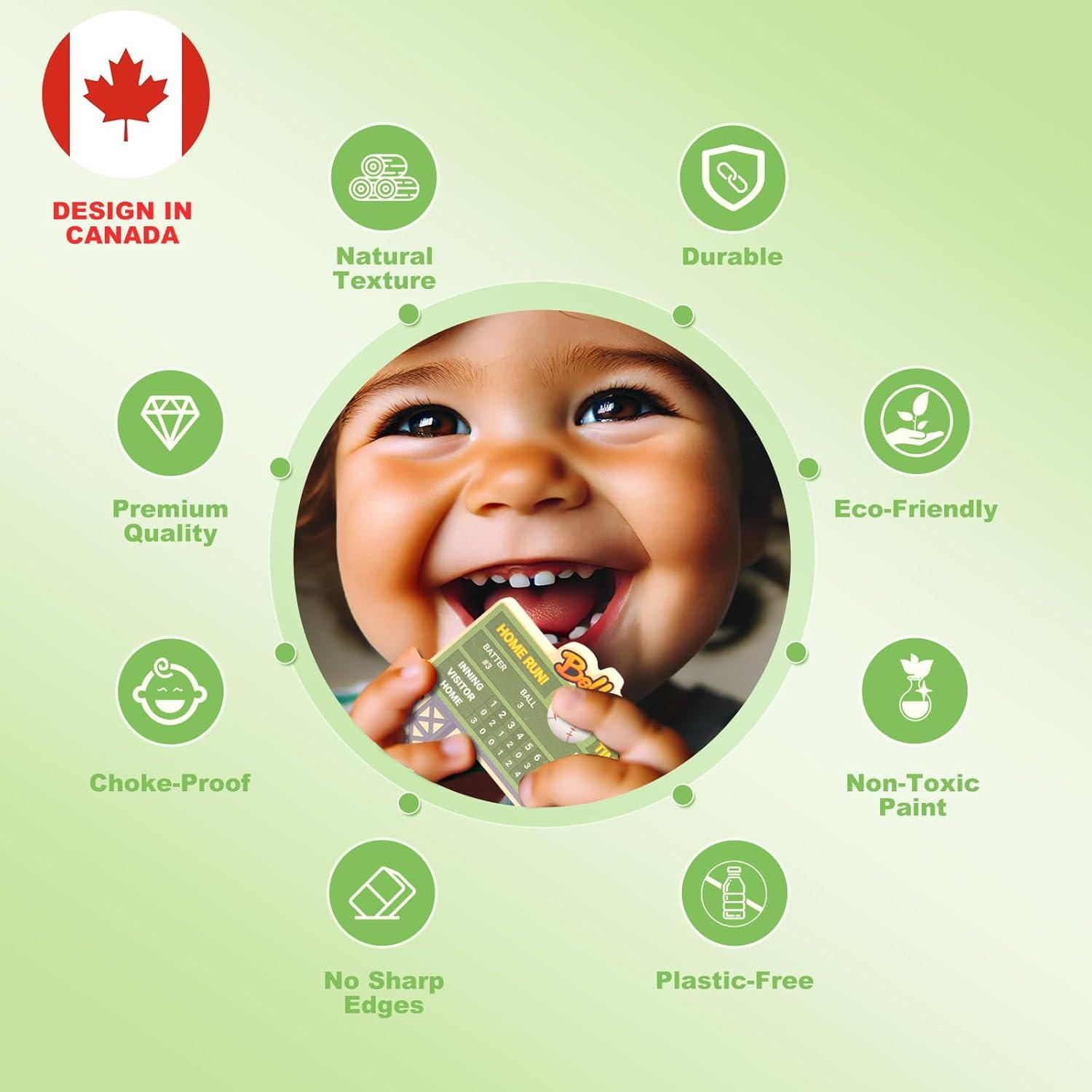 Juego de Bloques de Béisbol Toddy Woody - 16 Figuras de Madera