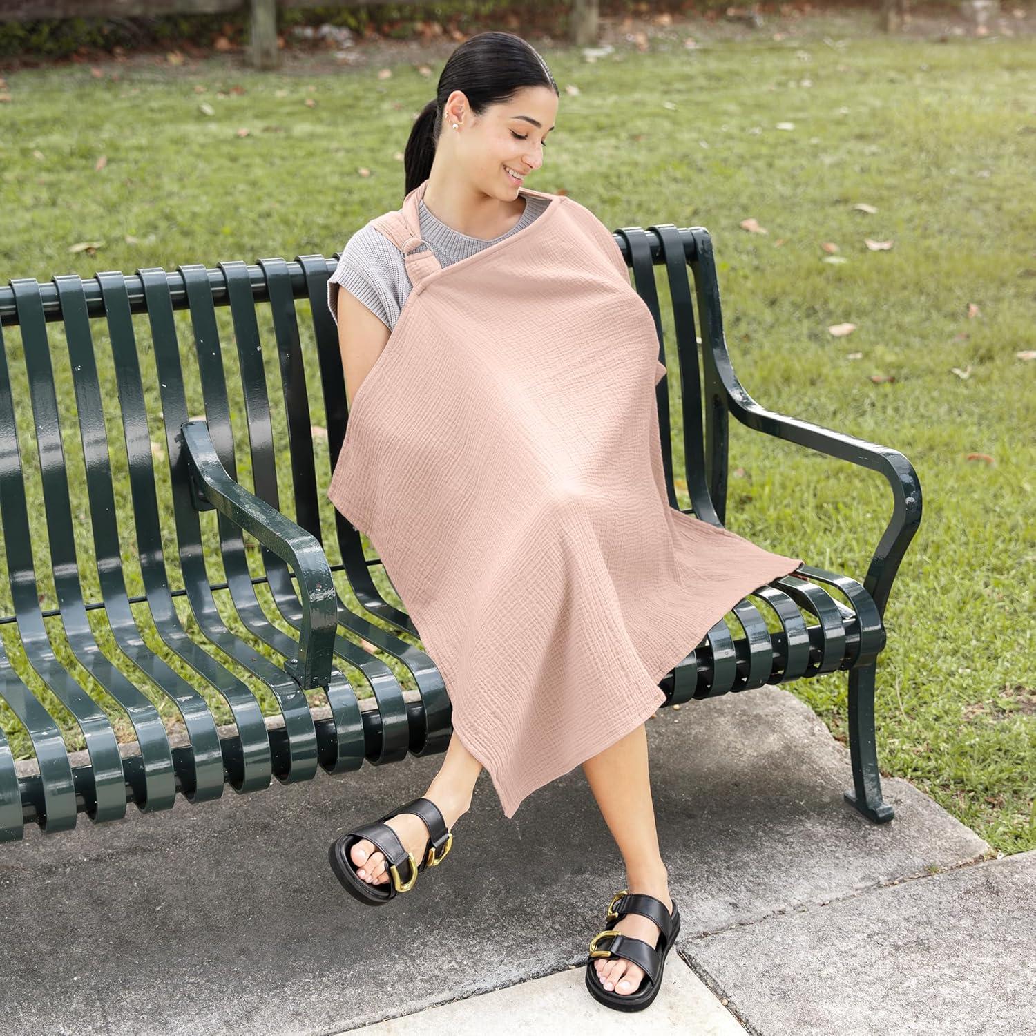 Cubierta de Lactancia Comfy Cubs Rosa 100% Muselina 21.5x16cm