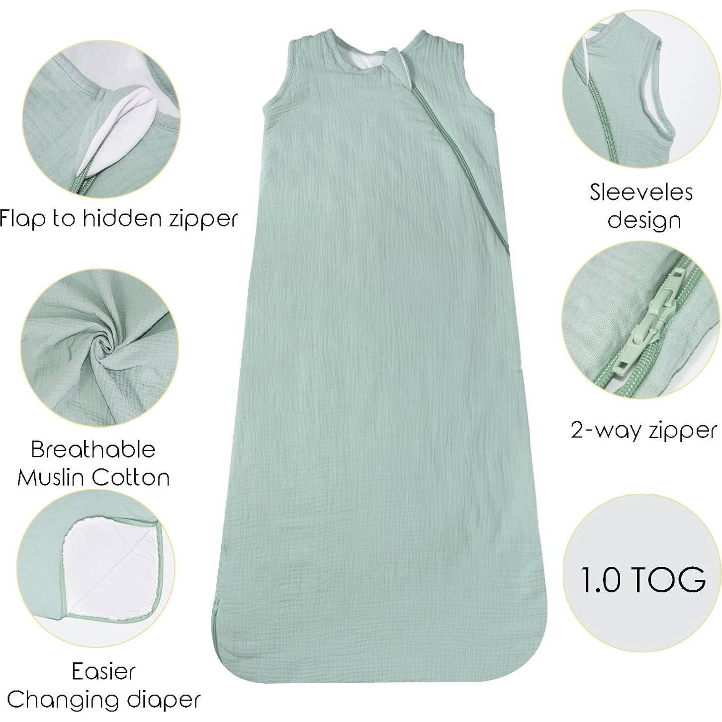 Manta para bebé unisex de muselina algodón orgánico 1.0 Tog