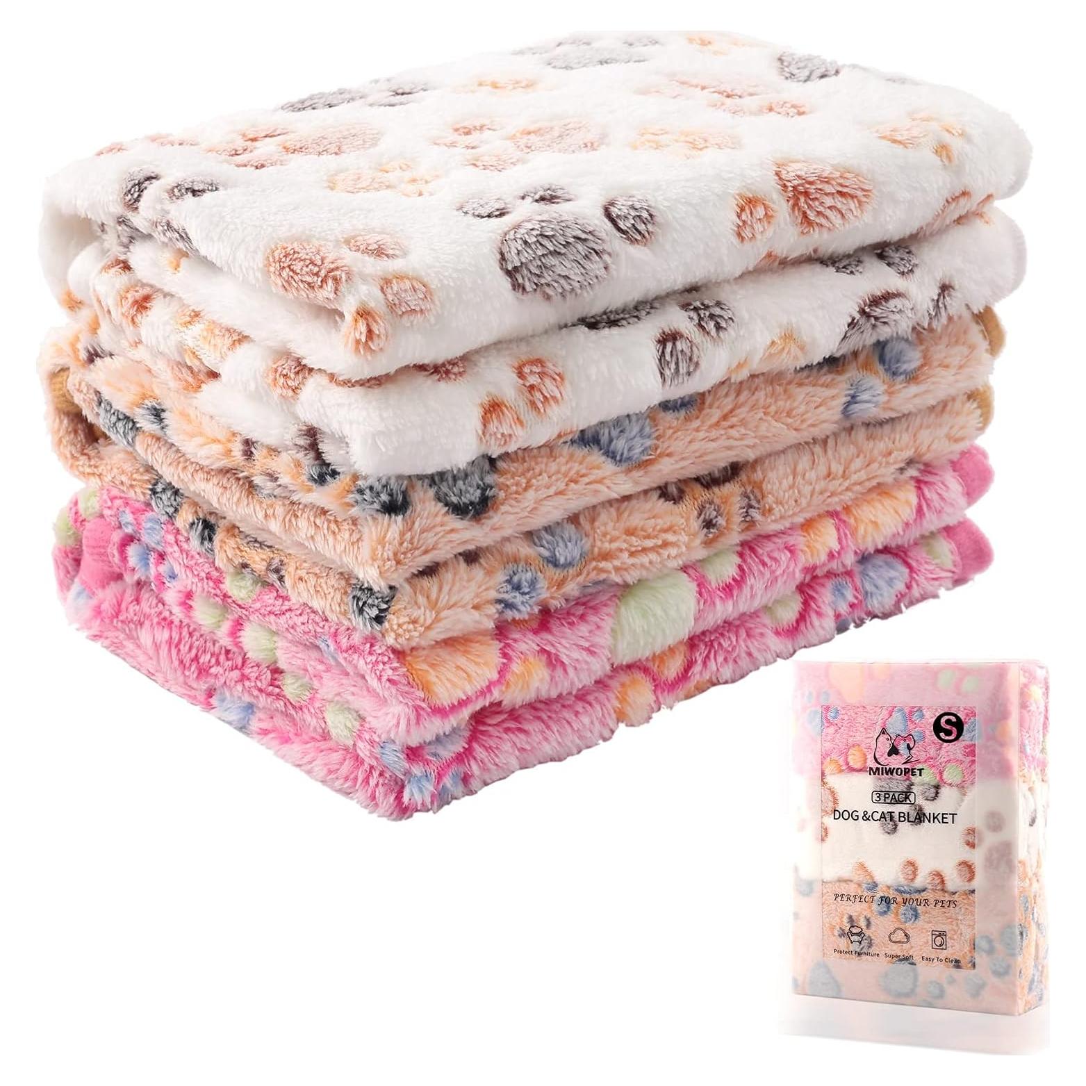 Paquete de 3 mantas para mascotas MIWOPET - Pequeñas 60x40cm