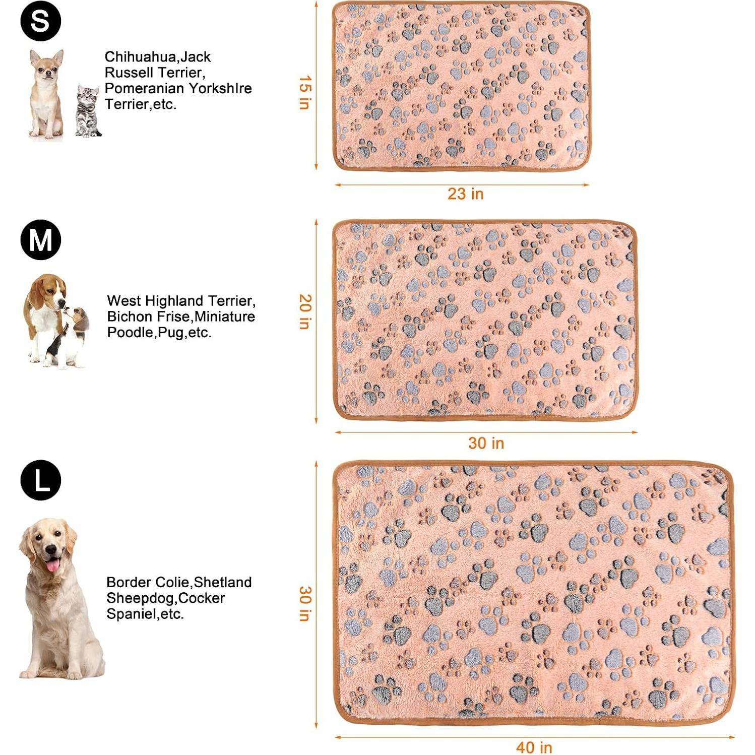 Paquete de 3 mantas para mascotas MIWOPET - Pequeñas 60x40cm