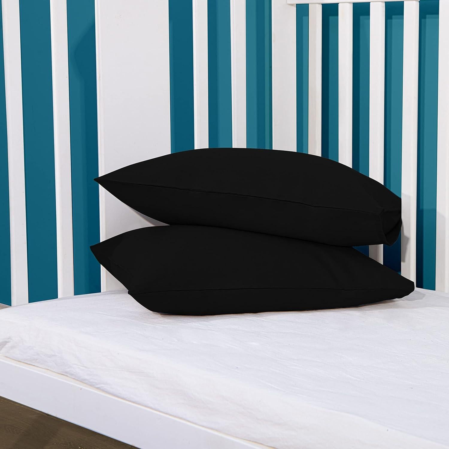 FLXXIE 2 Fundas de Almohada Microfibra Niños 14x20 cm Negro