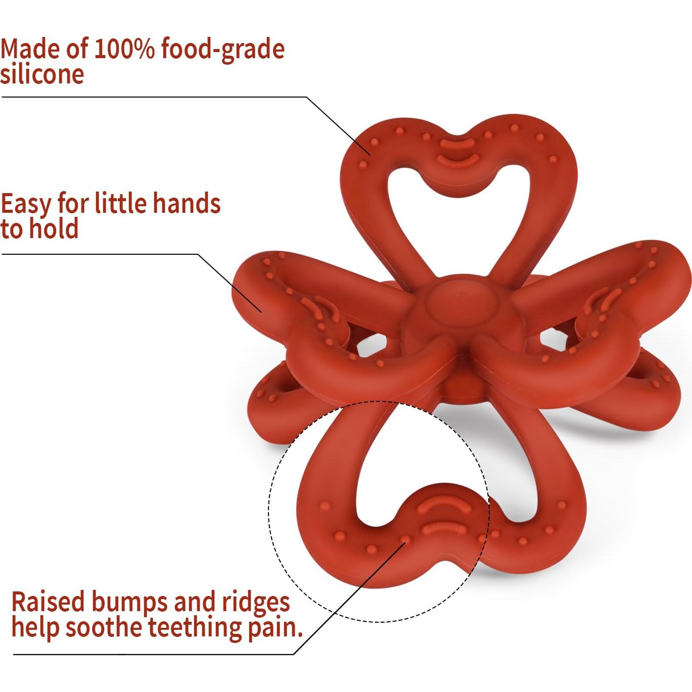 Mordedor de Silicona Haakaa en Forma de Trébol - Bebés 0-12 Meses