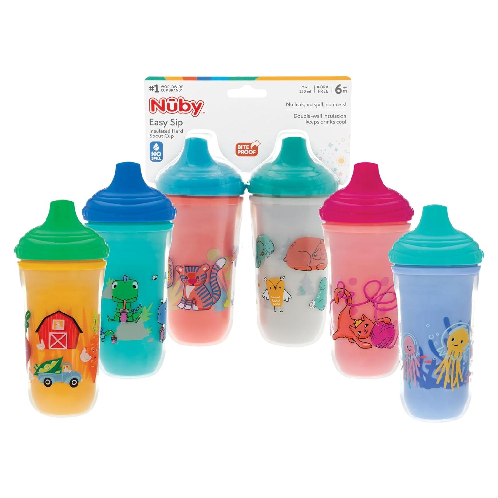 Taza Aislada No-Spill Nuby 266 ml Pico Duro 2 Cuentas