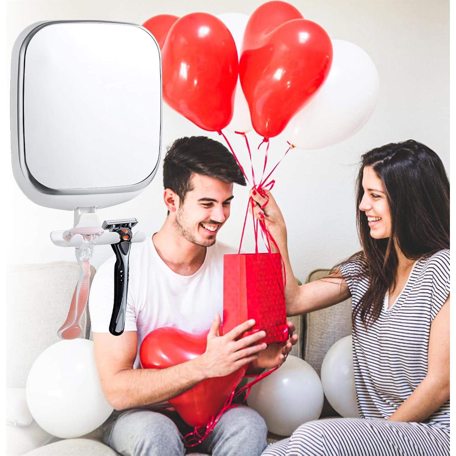 Espejo de Ducha TAILI Antivapor 26x18 cm con Soporte Blanco