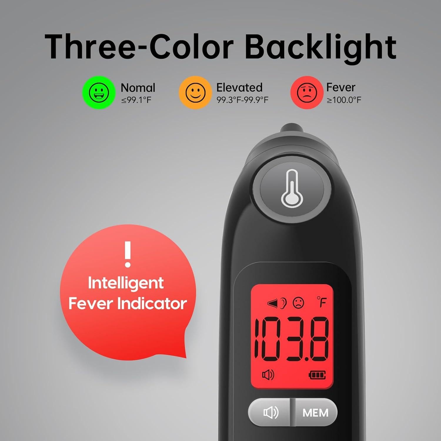 Termómetro de oído Femometer Family LCD Negro, 1s, 30 memorias