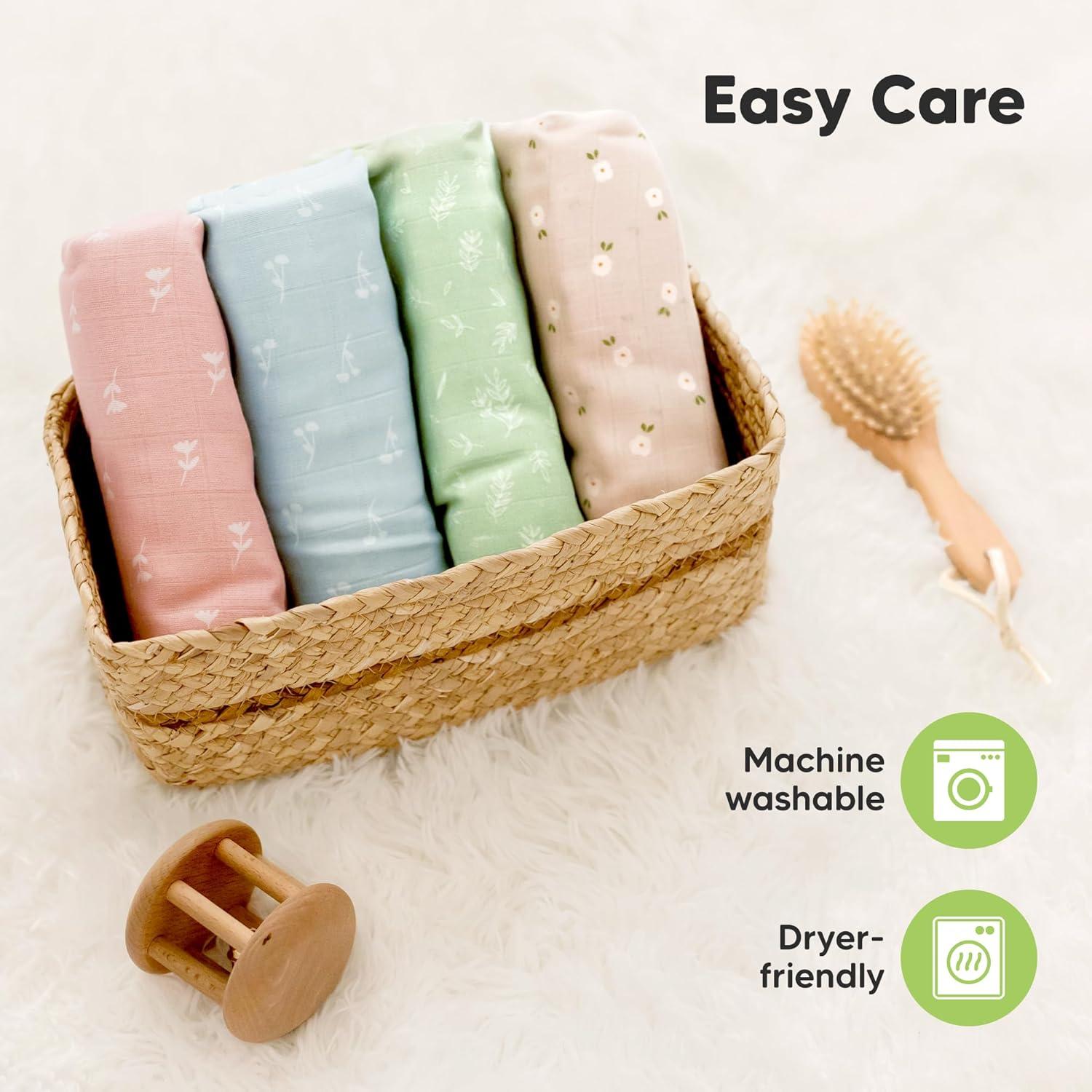 Paquete de 4 mantas de muselina orgánica KeaBabies Bloom