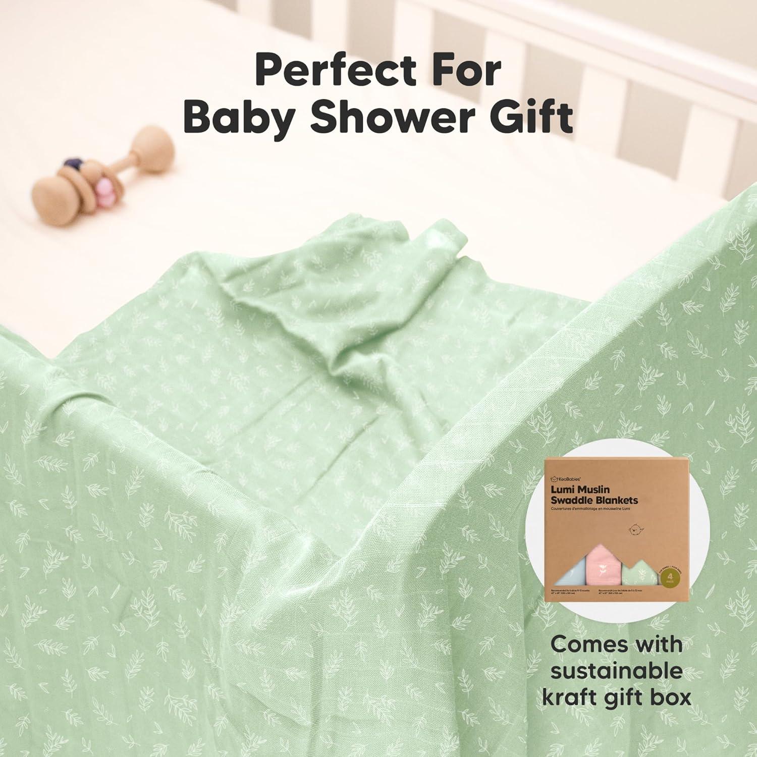 Paquete de 4 mantas de muselina orgánica KeaBabies Bloom