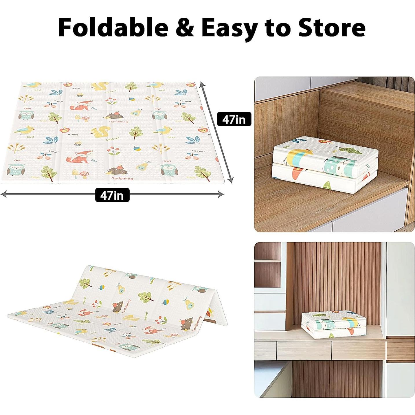 Alfombra de Juego para Bebés 127x127 cm Beige Antideslizante