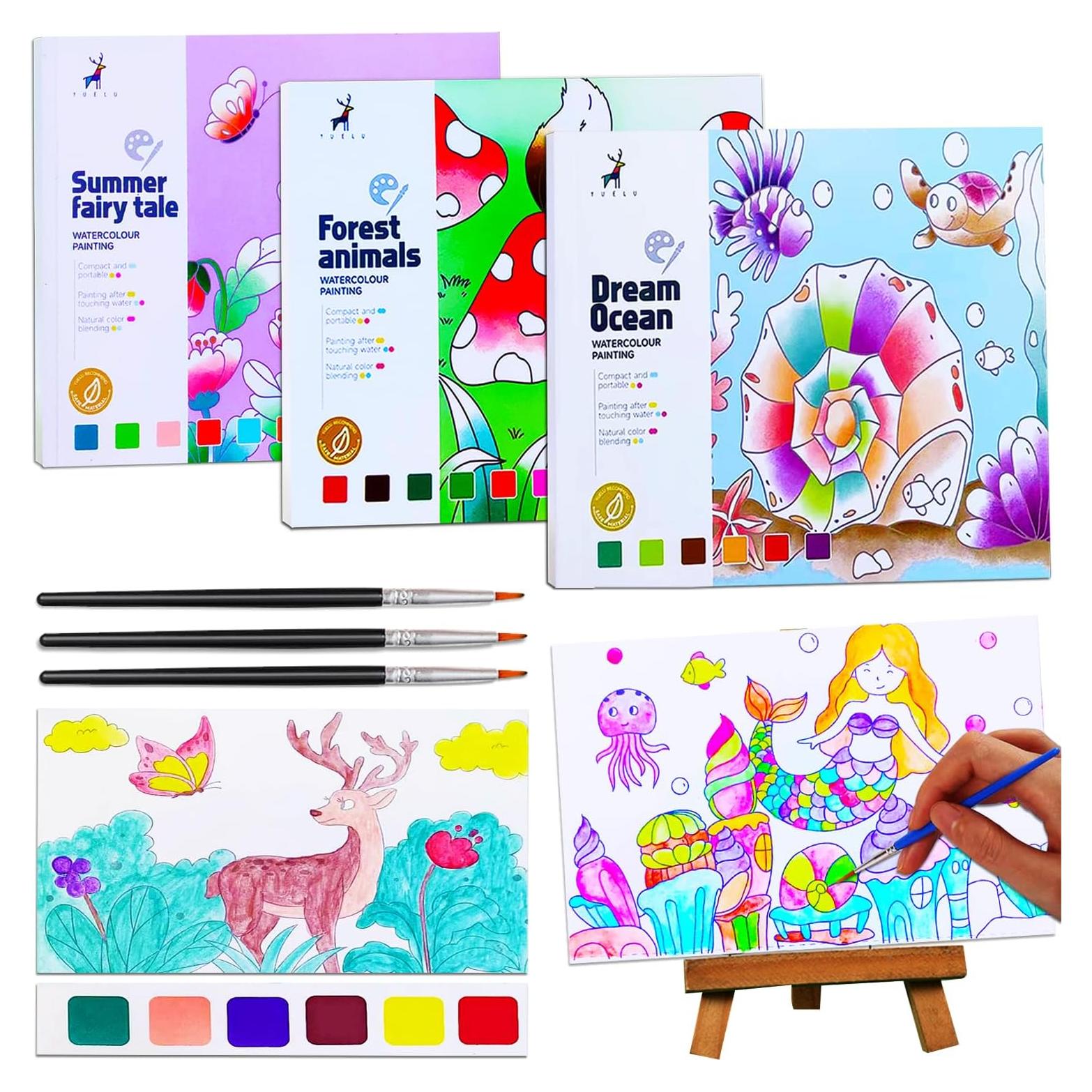 Set de Pintura Acuarela JUNQIU para Niños 4-8 Años - 3 Temas