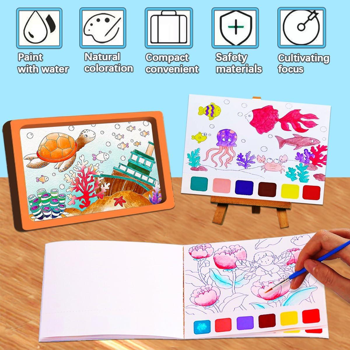 Set de Pintura Acuarela JUNQIU para Niños 4-8 Años - 3 Temas