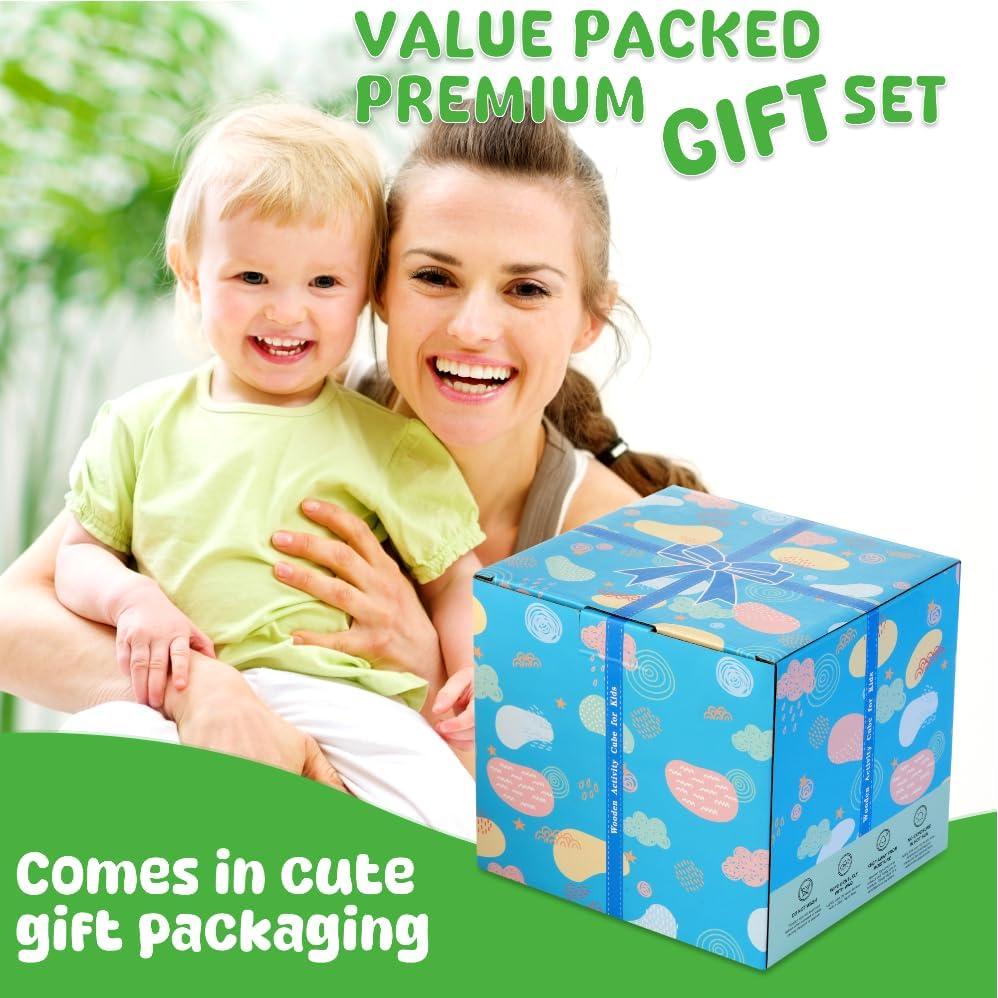 Cubo de Actividad de Madera 8 en 1 Batlofty - Juguete Educativo