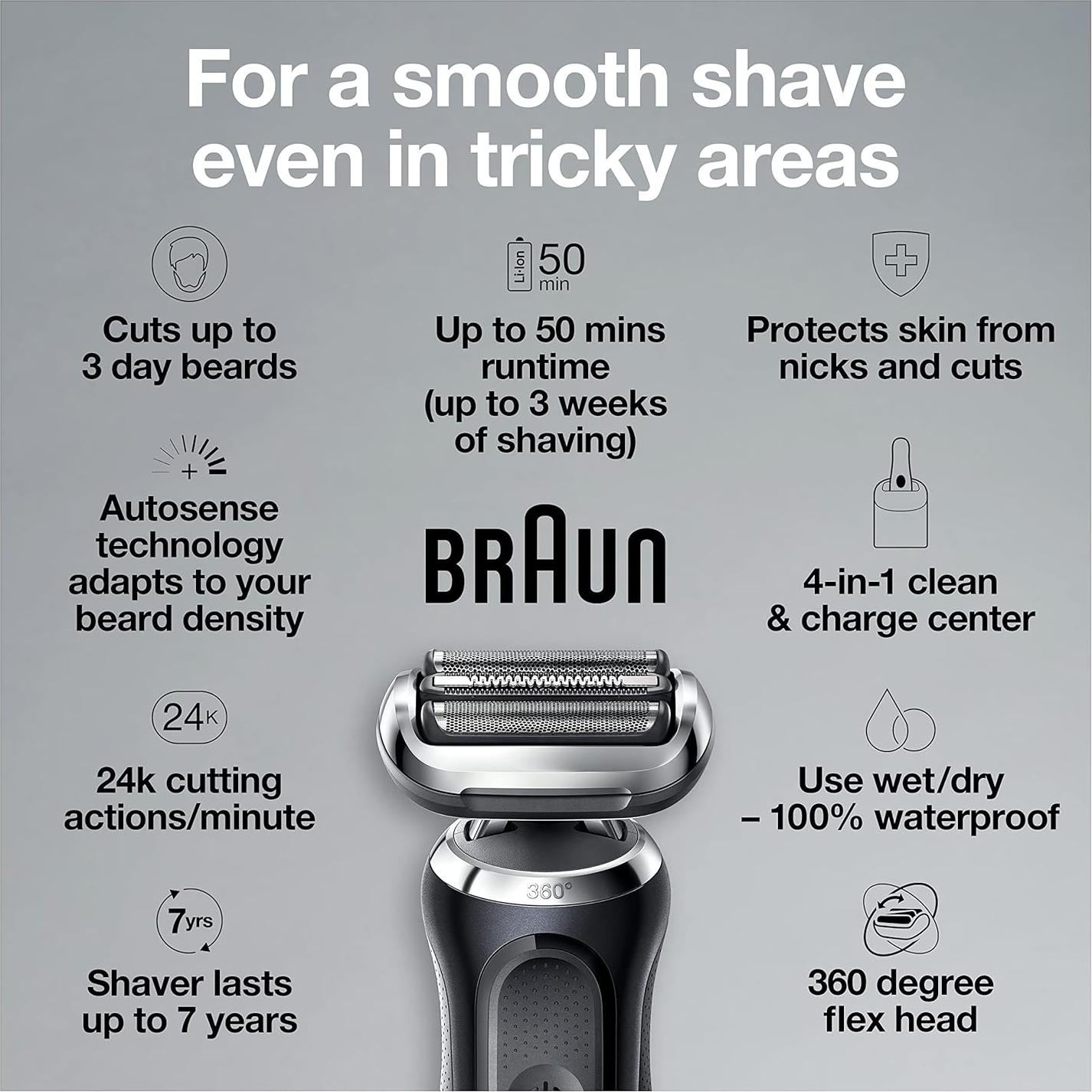 Afeitadora eléctrica Braun Series 7 7075cc para hombres - Negra