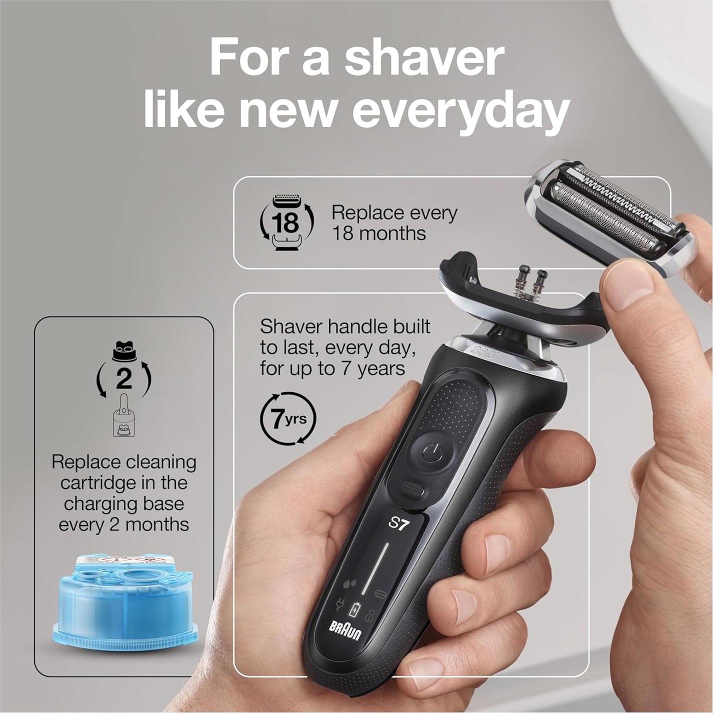 Afeitadora eléctrica Braun Series 7 7075cc para hombres - Negra