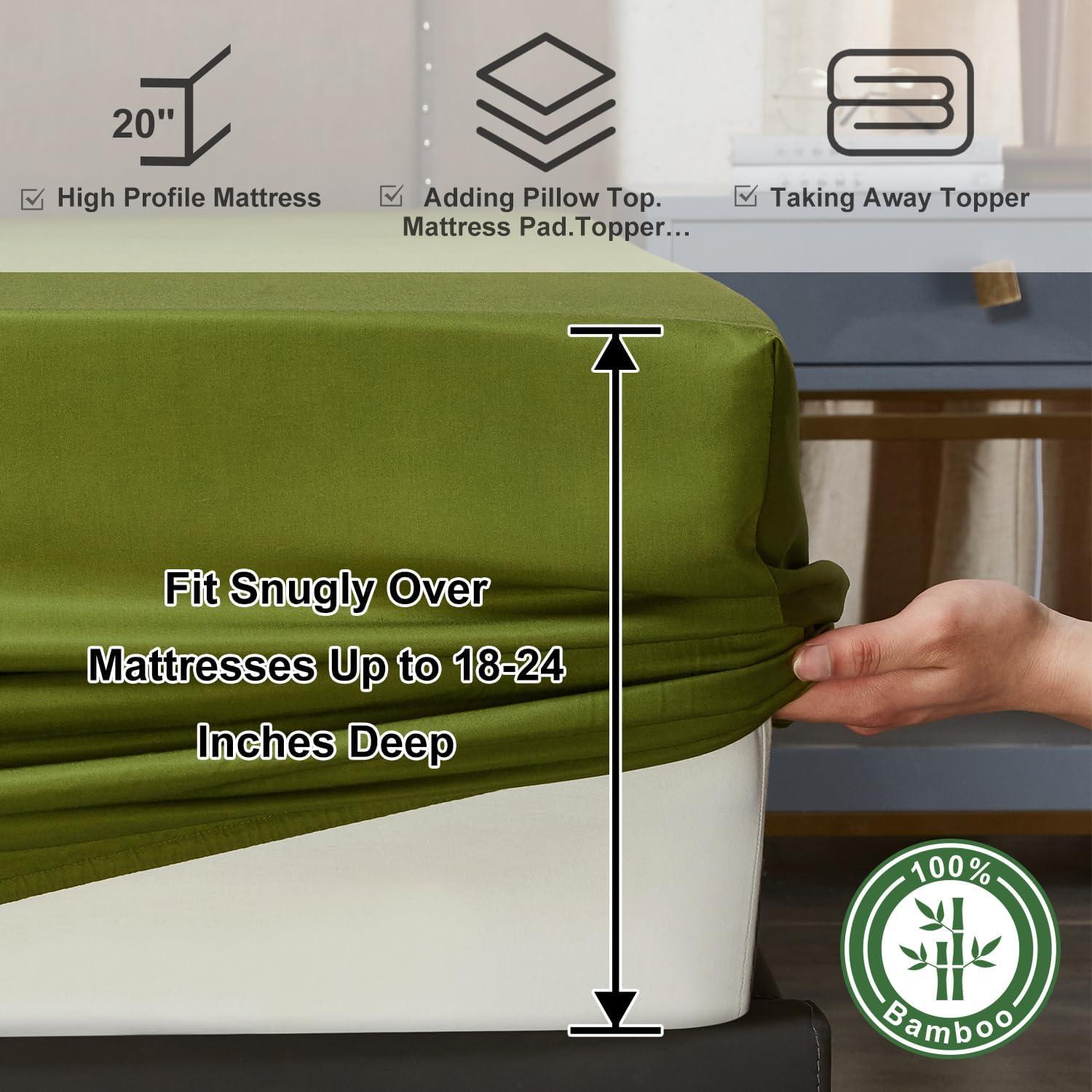 Sábanas de bolsillo profundo Ivellow Queen 400 hilos rayón bambú