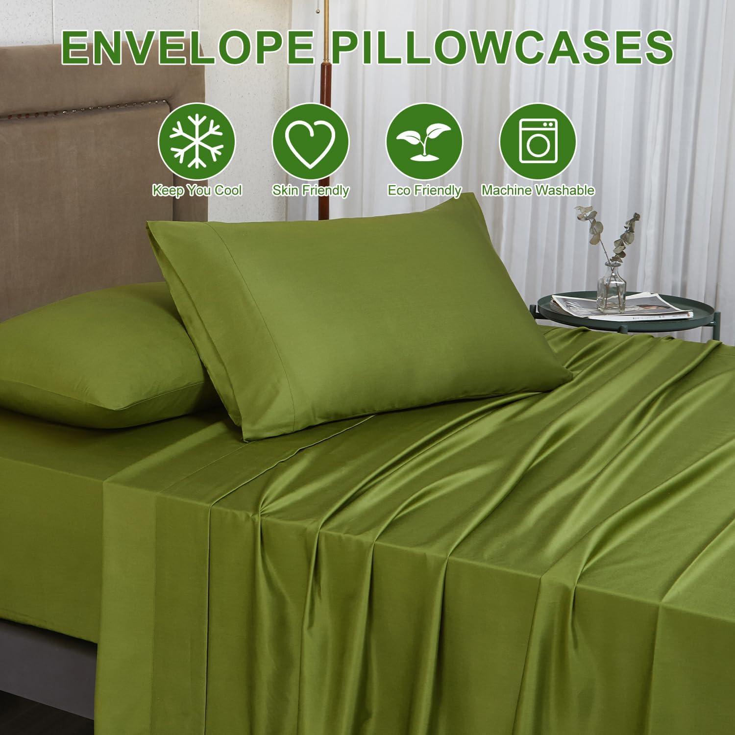 Sábanas de bolsillo profundo Ivellow Queen 400 hilos rayón bambú