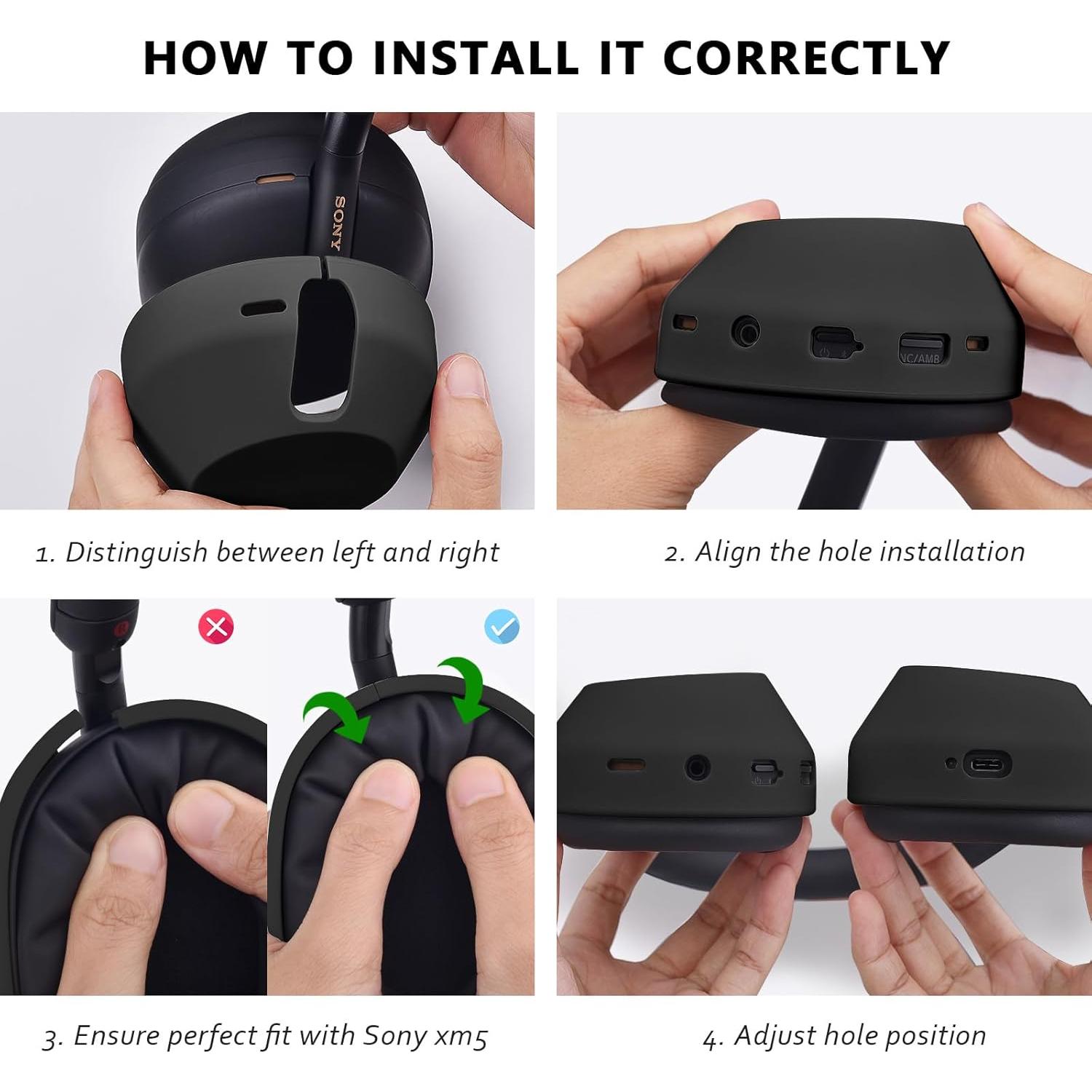 Funda de Silicona para Auriculares Sony WH-1000XM5 - Negro