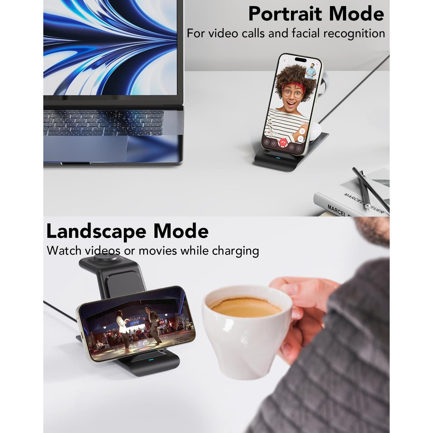 HATALKIN Estación de Carga Inalámbrica 3 en 1 para Apple