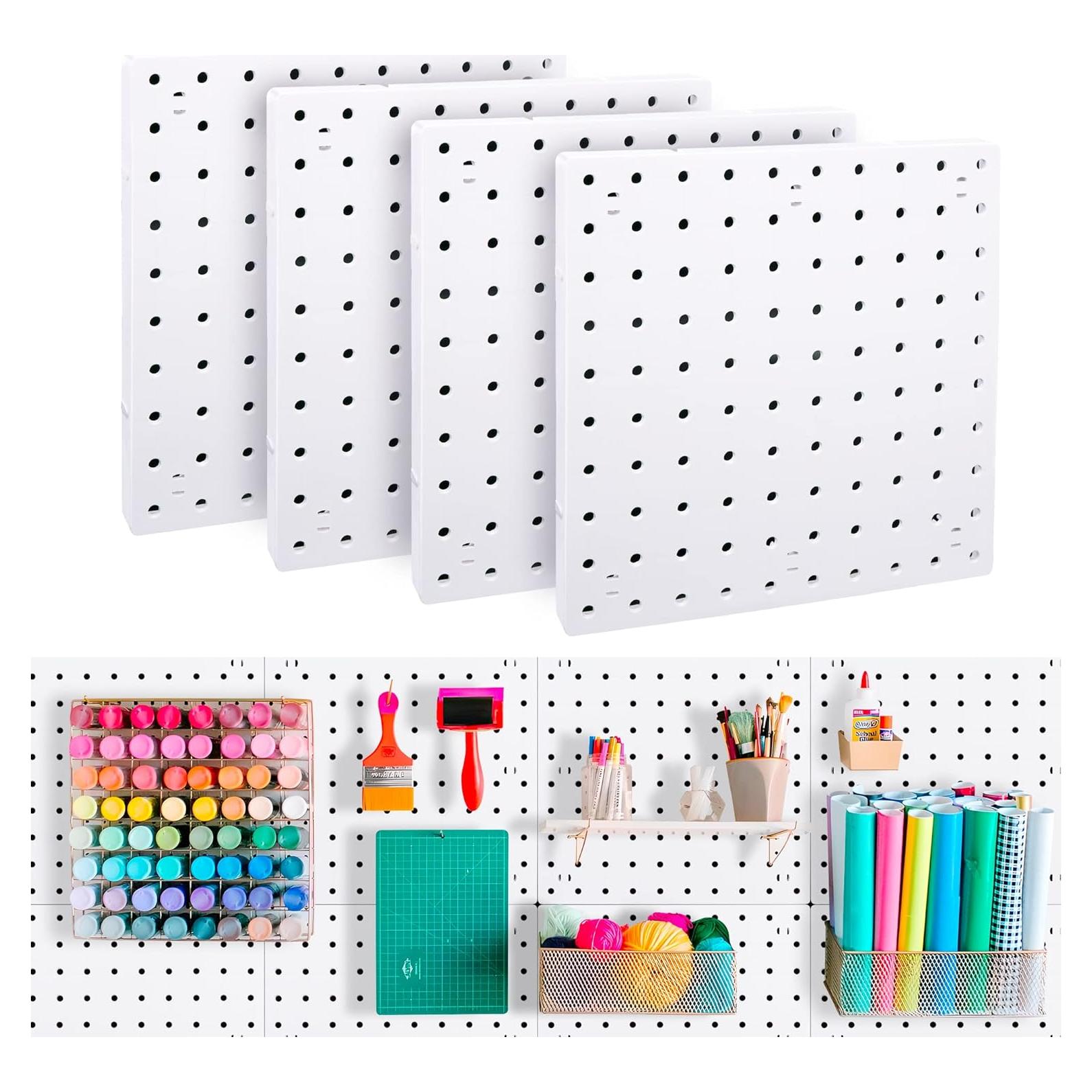 4 Piezas Tablero de Clavos LANSI ABS Blanco 25.4x25.4 cm