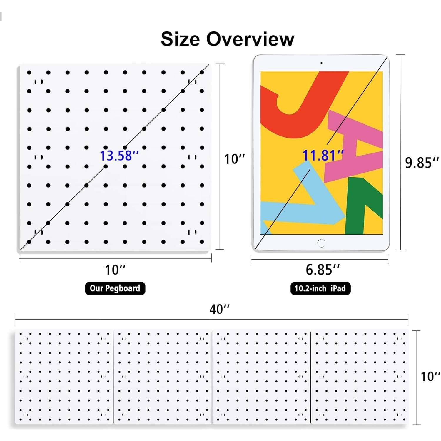 4 Piezas Tablero de Clavos LANSI ABS Blanco 25.4x25.4 cm