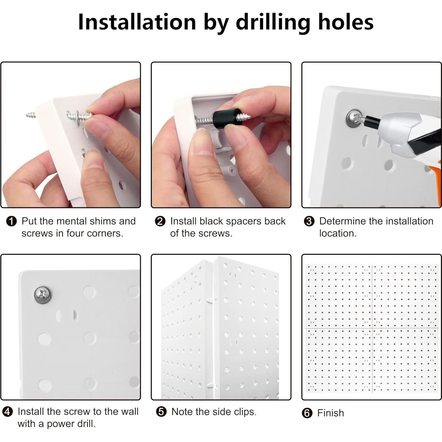 4 Piezas Tablero de Clavos LANSI ABS Blanco 25.4x25.4 cm