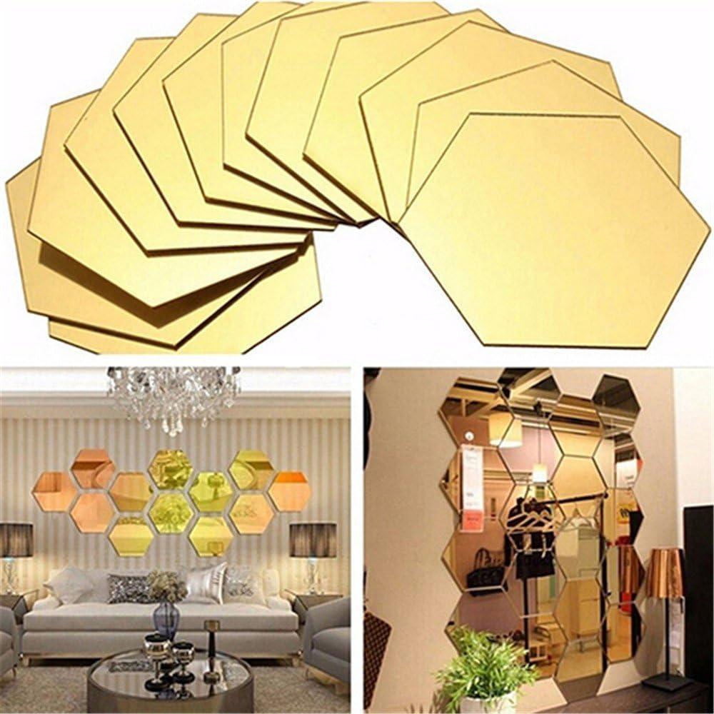 Espejos Adhesivos Hexagonales MCLEULLA 12 Pcs 10 cm Oro
