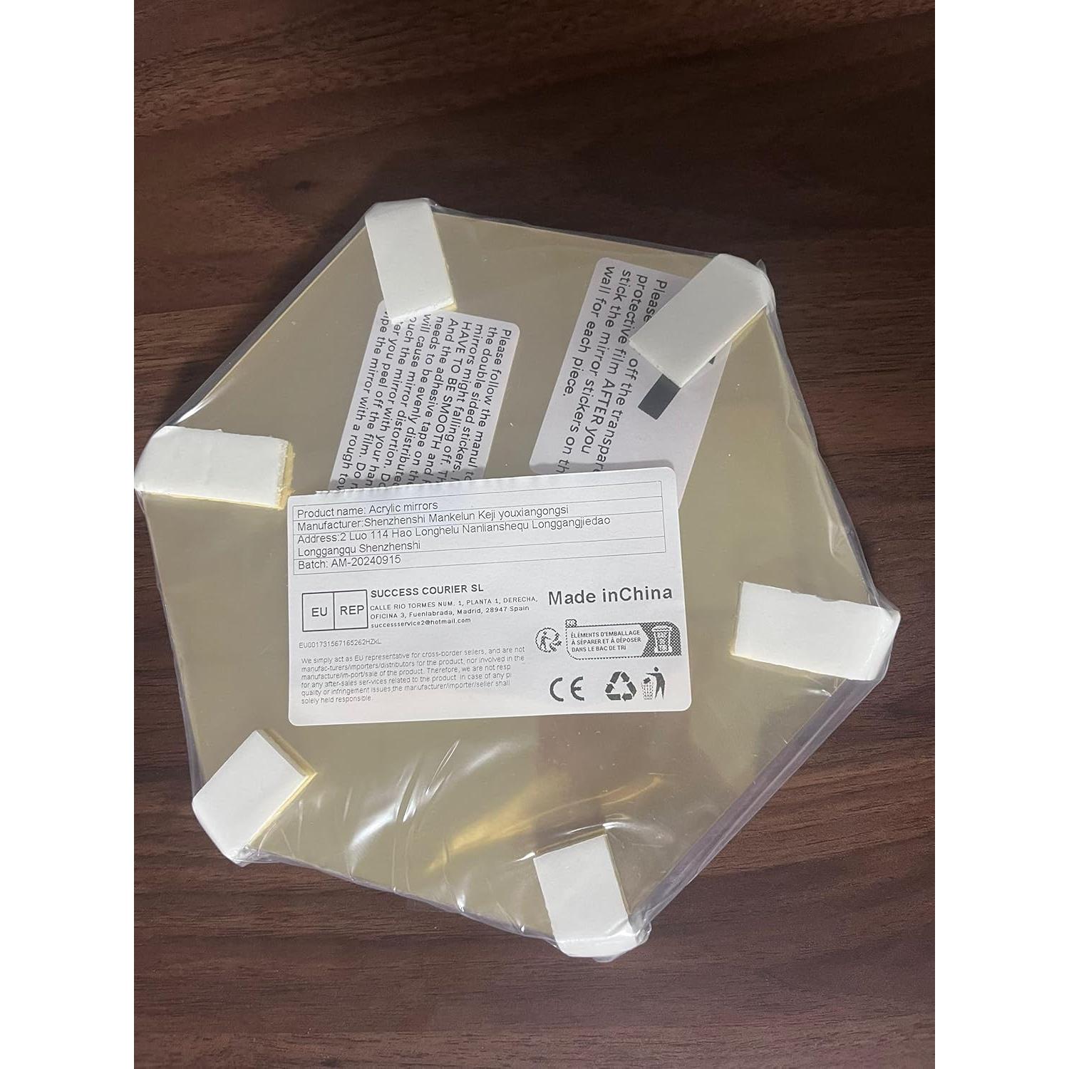 Espejos Adhesivos Hexagonales MCLEULLA 12 Pcs 10 cm Oro