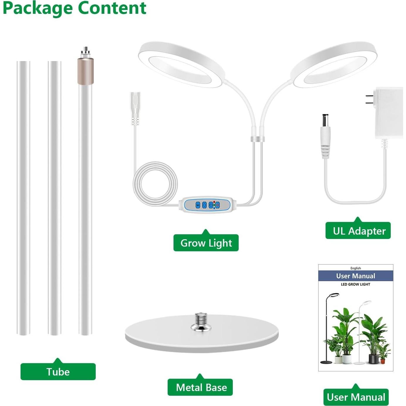 Luz de Cultivo LED Aumtrly 2 Cabezas 68" para Plantas