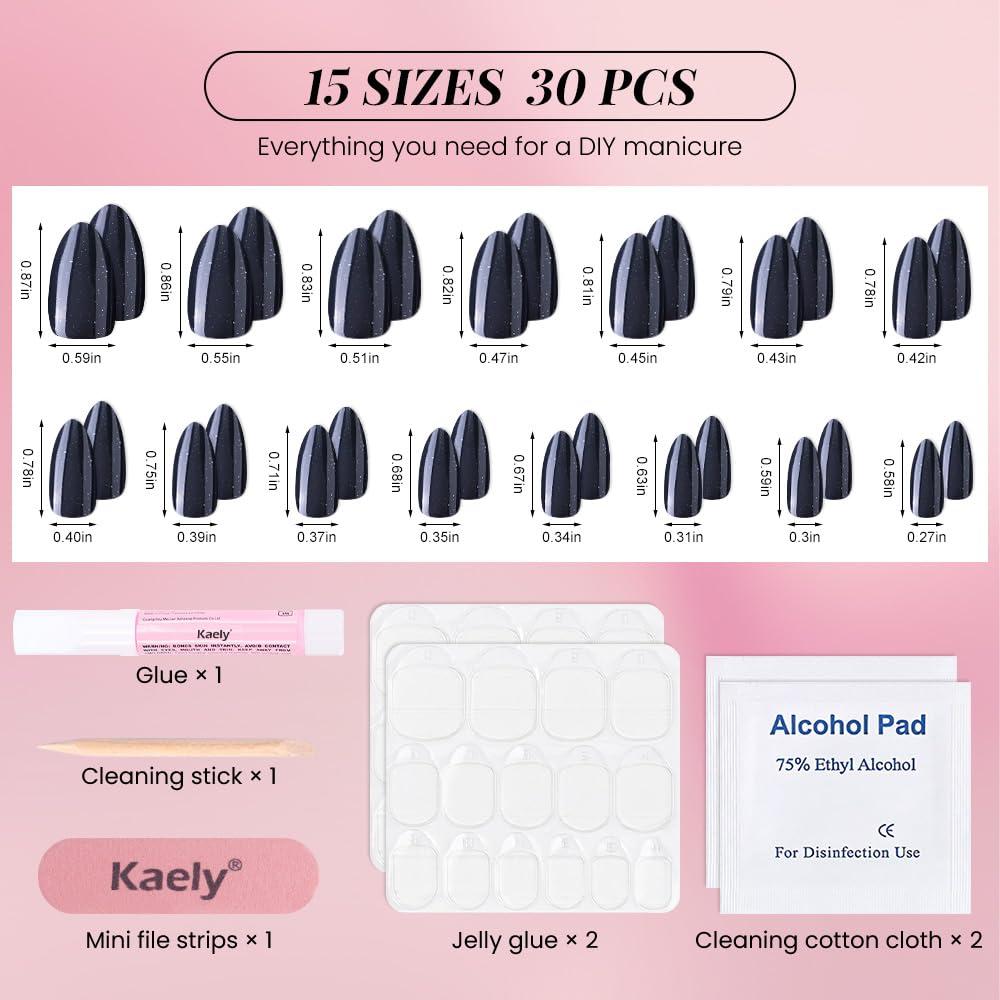 Uñas Postizas Acrílicas Reutilizables XZMeiLun 30 Pcs Cortas