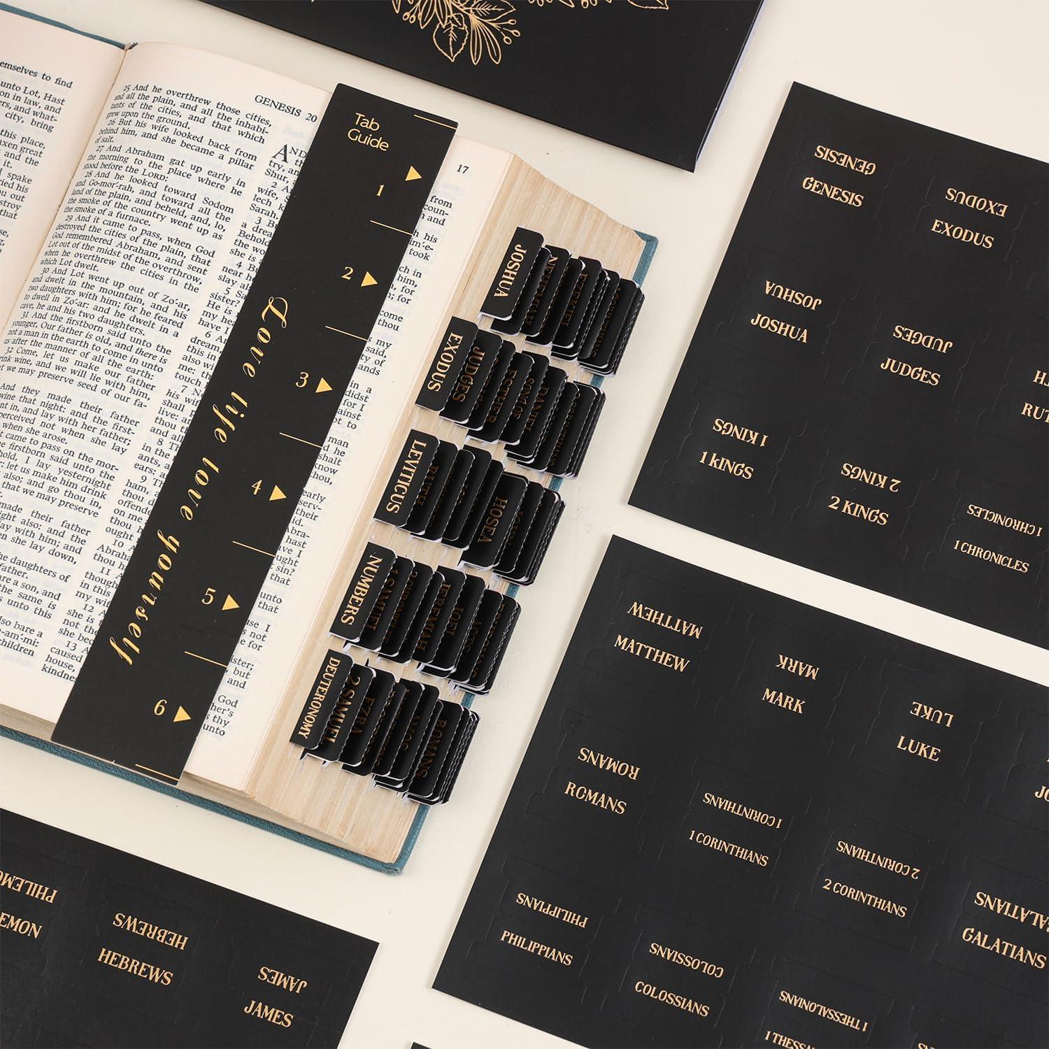 Etiquetas de Biblia VYRANA Laminadas Foil Dorado 105 Piezas