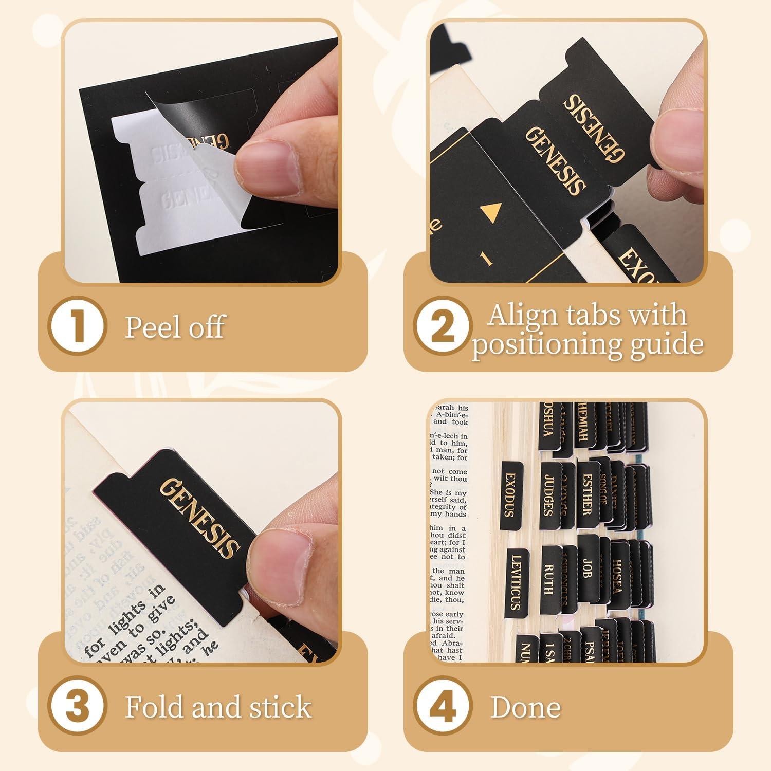 Etiquetas de Biblia VYRANA Laminadas Foil Dorado 105 Piezas