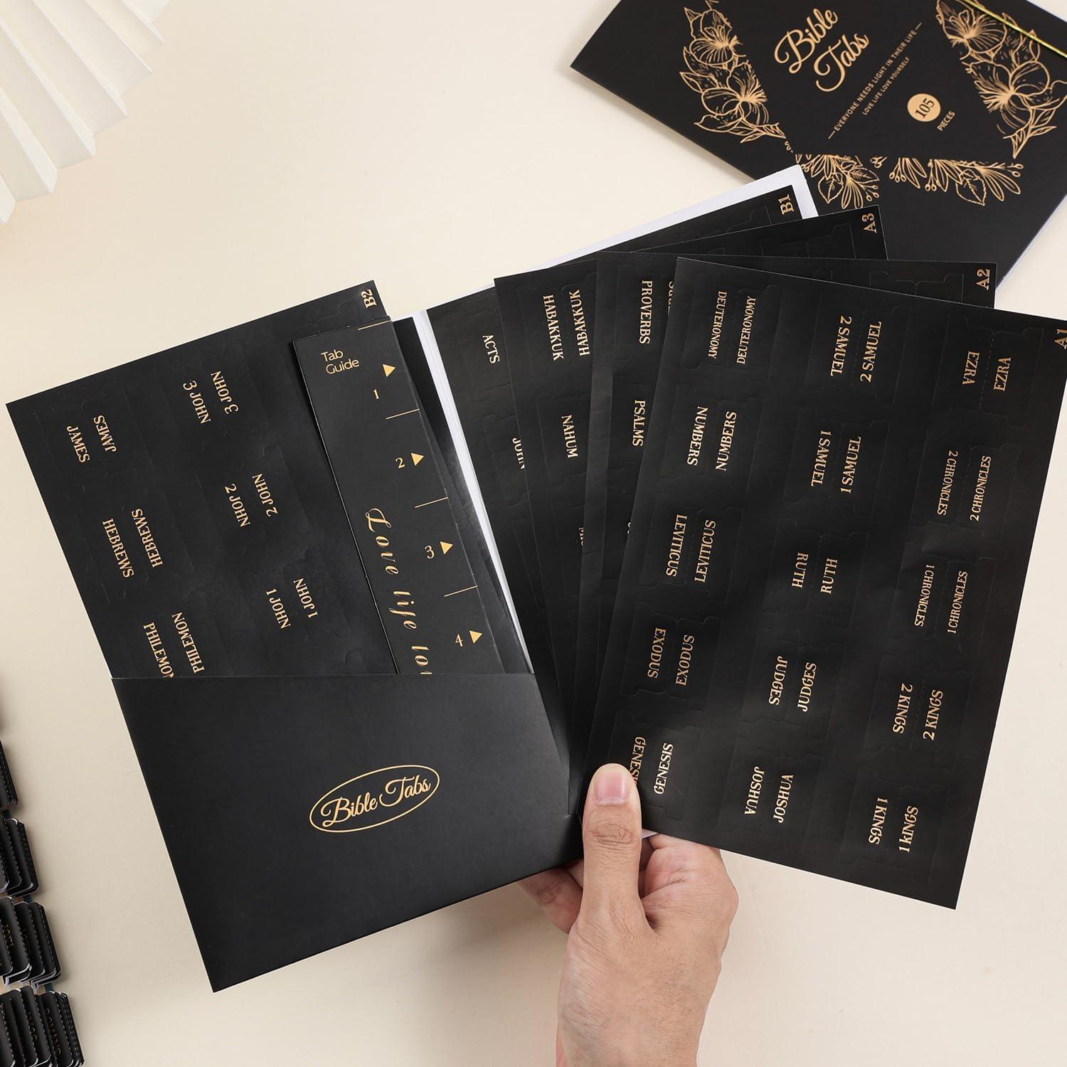 Etiquetas de Biblia VYRANA Laminadas Foil Dorado 105 Piezas