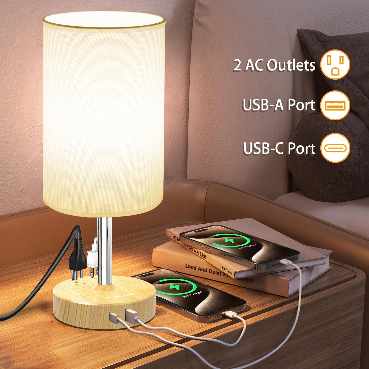 Lámpara de Mesa Táctil ALACOO con Carga USB y 3 Niveles