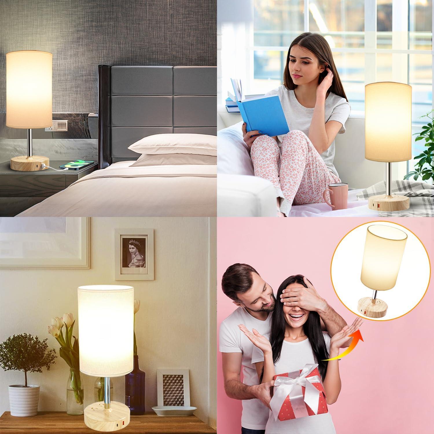 Lámpara de Mesa Táctil ALACOO con Carga USB y 3 Niveles