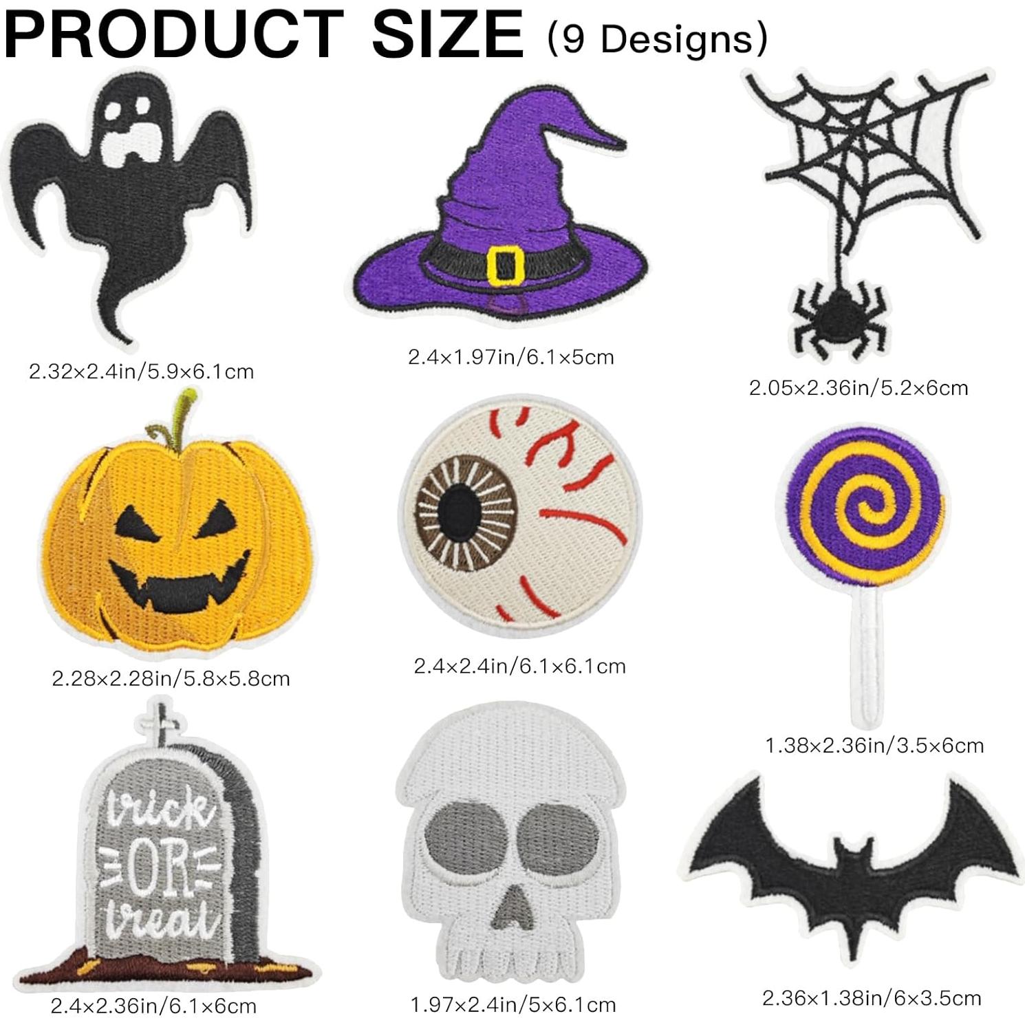 9 Parches Bordados Halloween MOGOXION para Ropa DIY