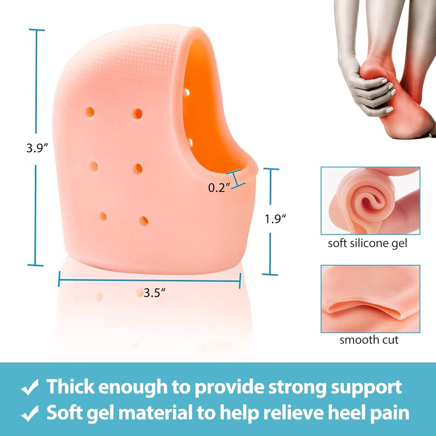 Protectores de Talón de Gel RooRuns para Dolor y Fascitis Plantar