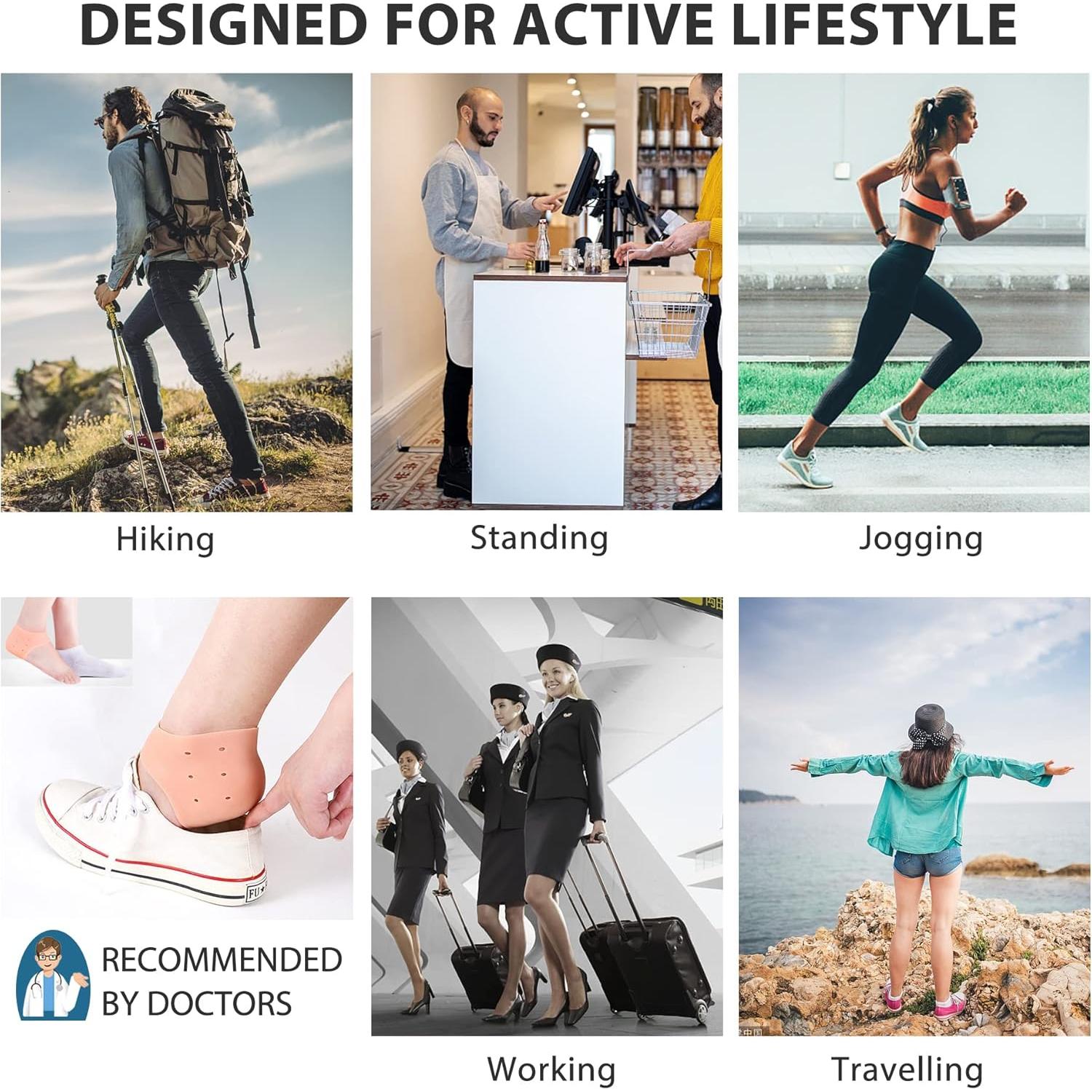 Protectores de Talón de Gel RooRuns para Dolor y Fascitis Plantar