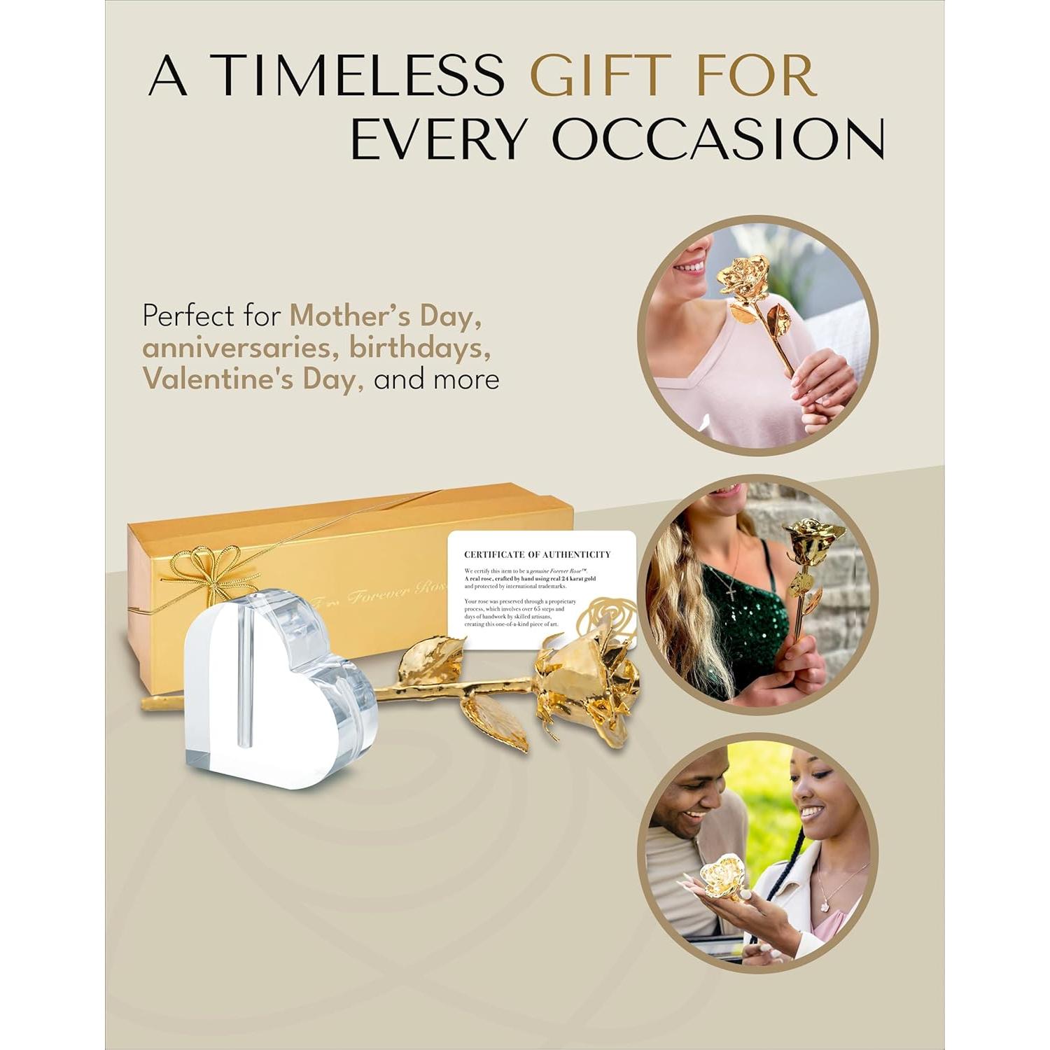 Rosa Eterna 24K Baño de Oro Rosa Real en Jarrón Corazón