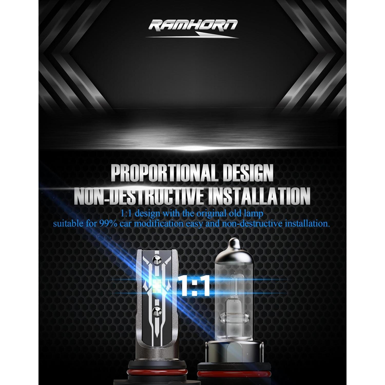 Bombillas de Niebla RAMHORN H4 300% Más Brillantes 6500K