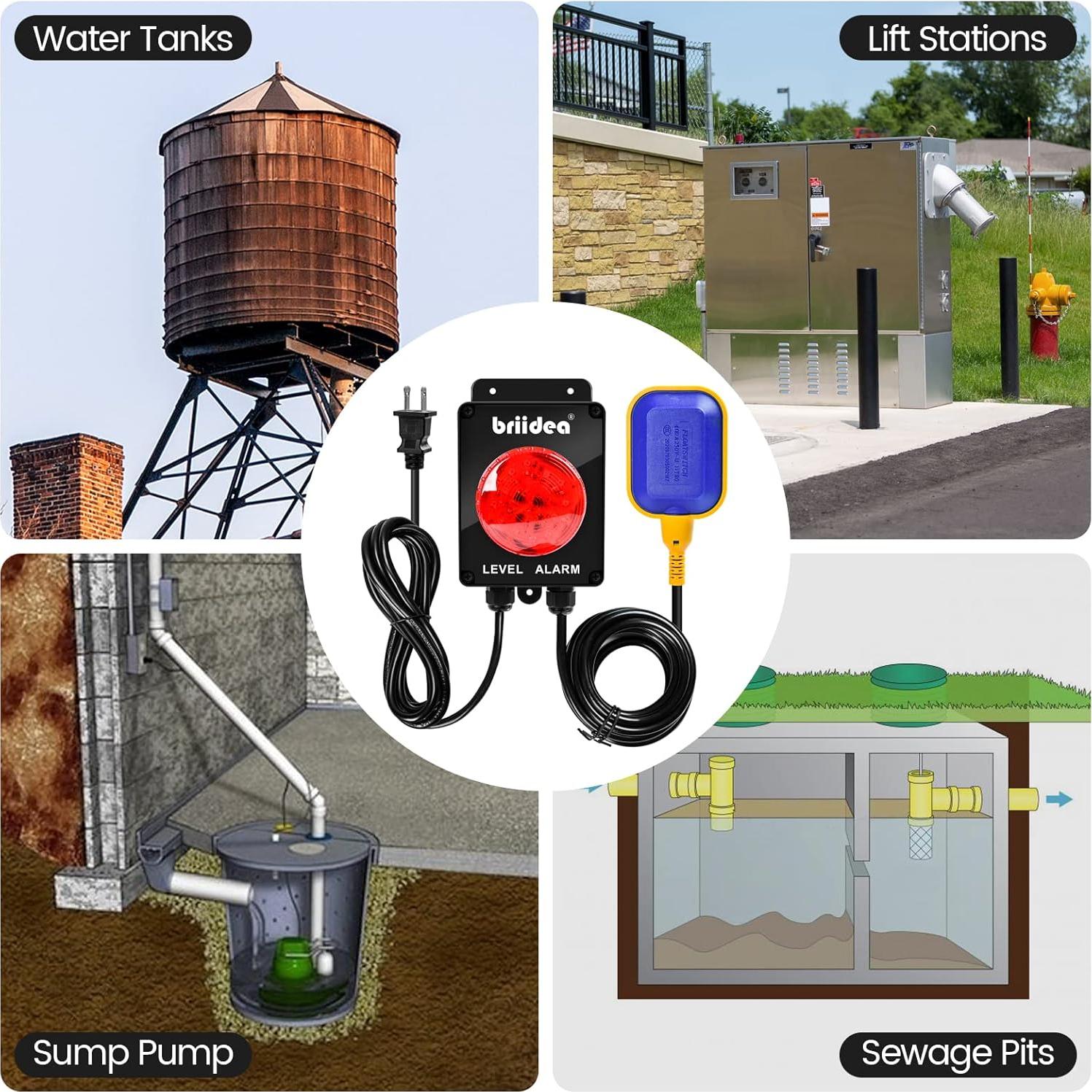 Alarma de Agua Alta Briidea para Tanque Séptico 110dB