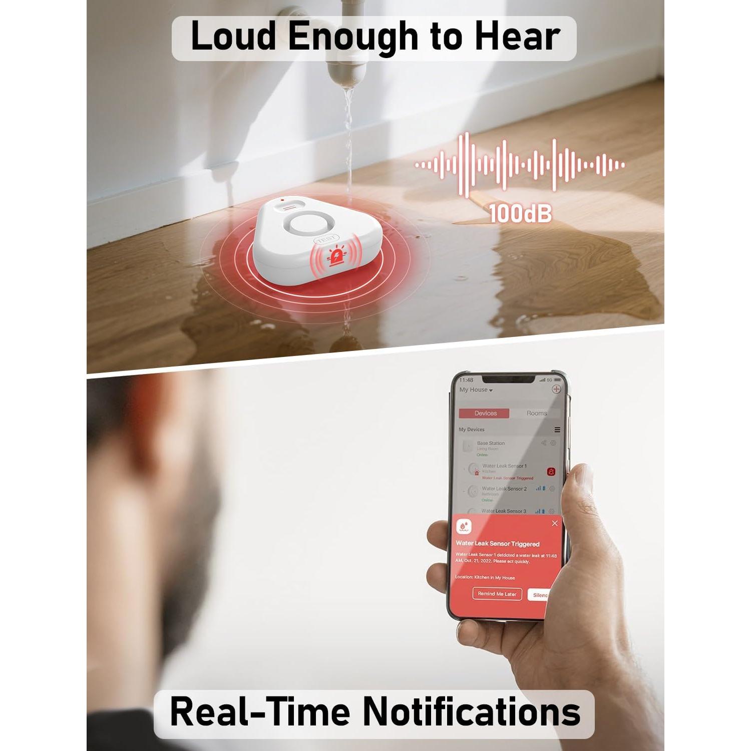 Detector de Fugas de Agua AmoVee con Alarma 120dB y App