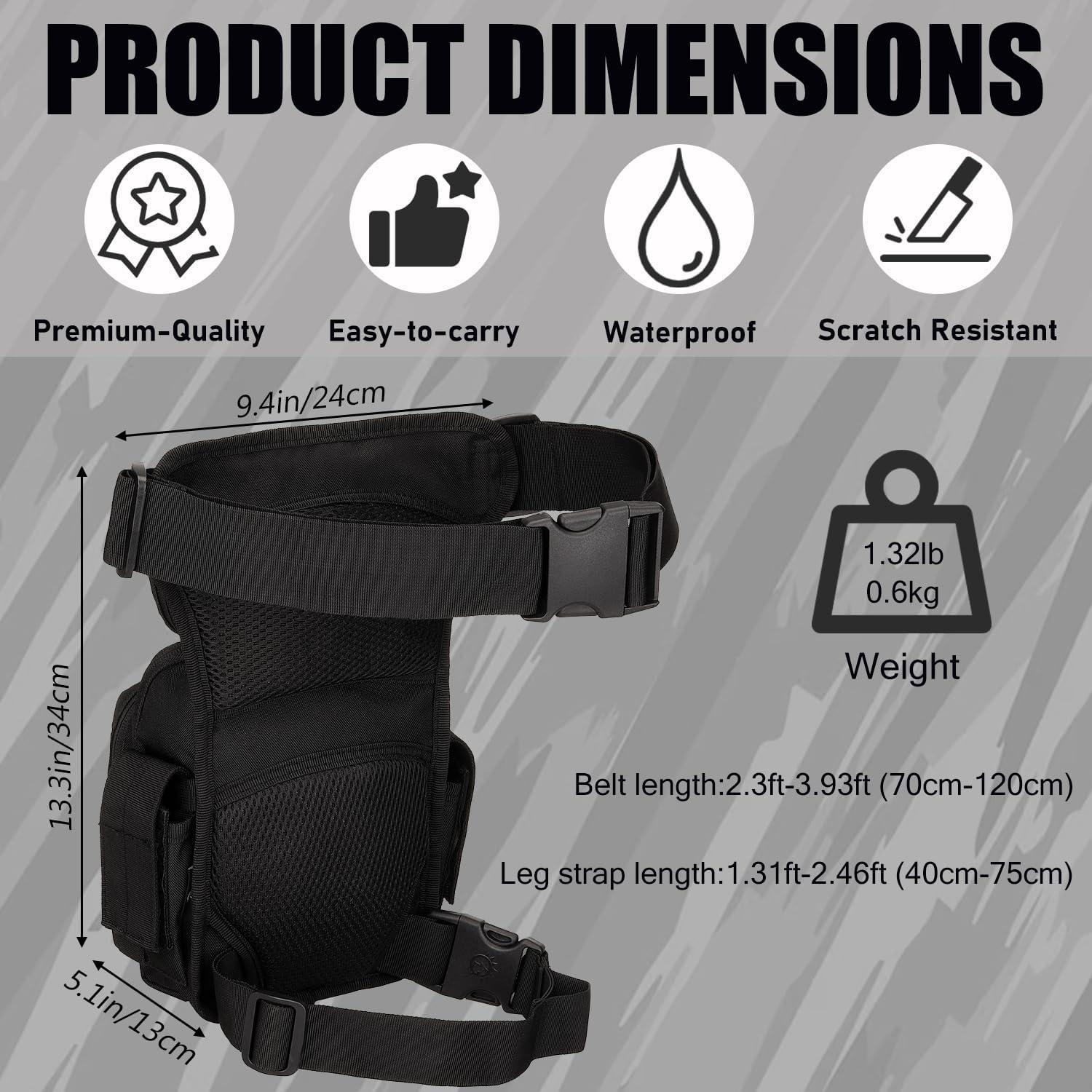 Mochila Táctica para Pierna Protector Plus Negra 24x33.8cm