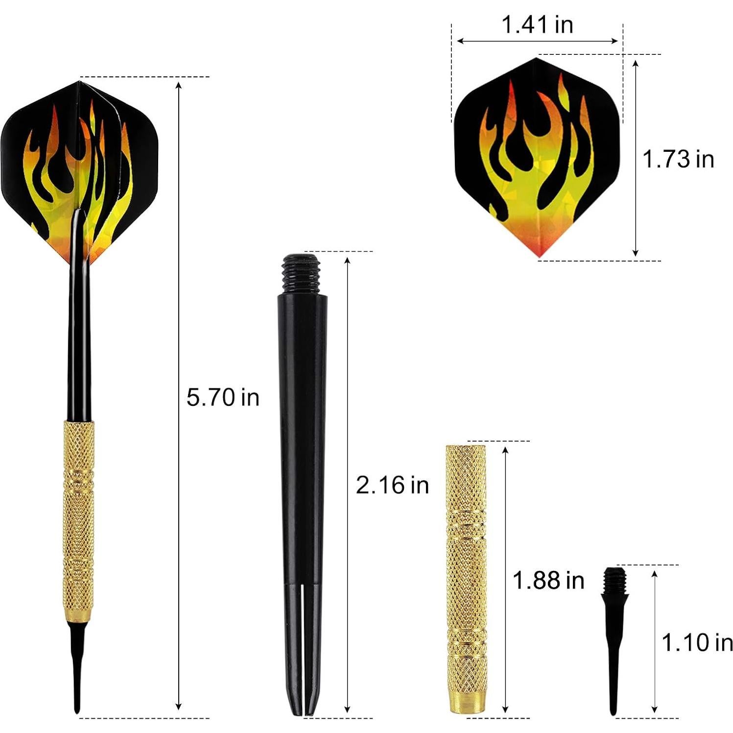 Juego de Dardos Punta Suave Accmor 12 Pcs con 36 Puntas Repuesto