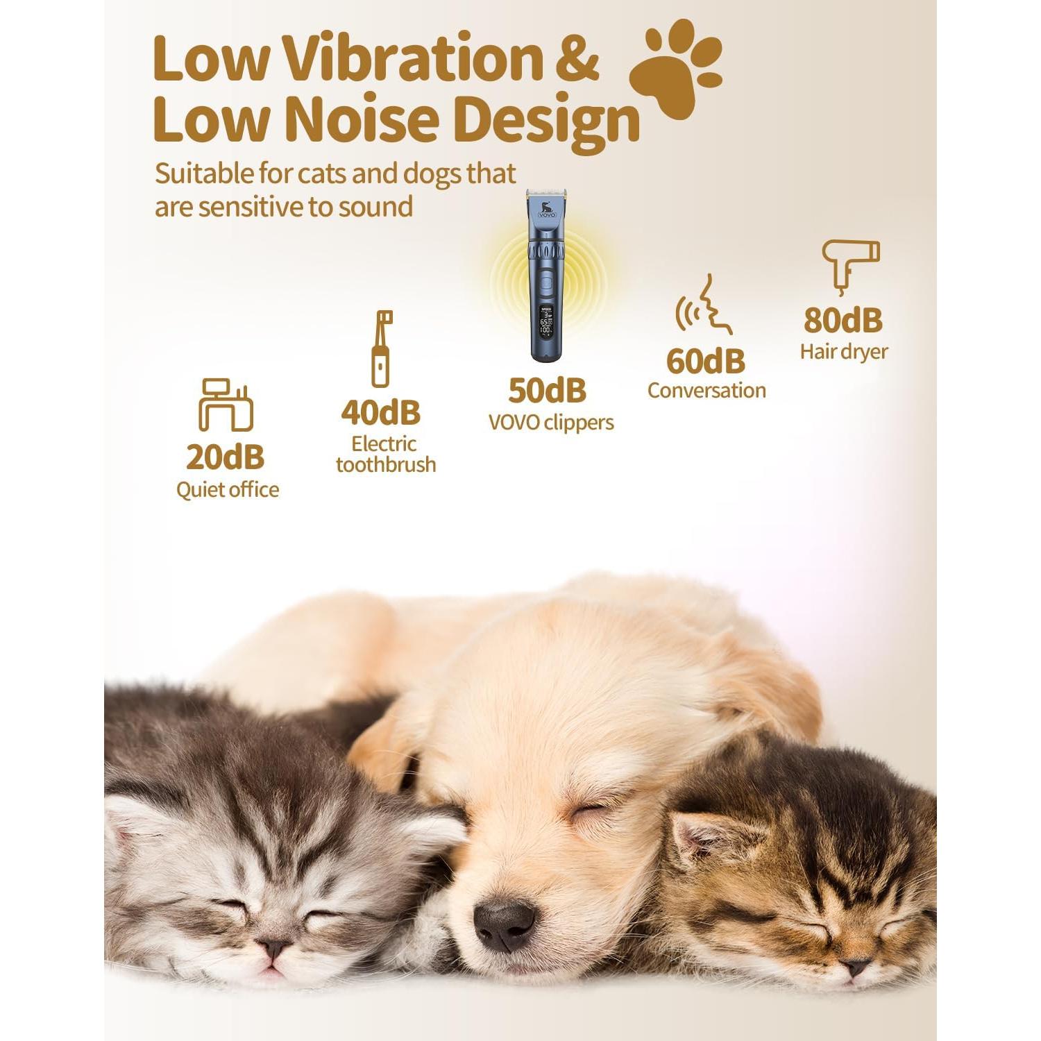 Cortapelos Eléctrico Inalámbrico VOVO para Perros - 3 Velocidades, Bajo Ruido, Azul