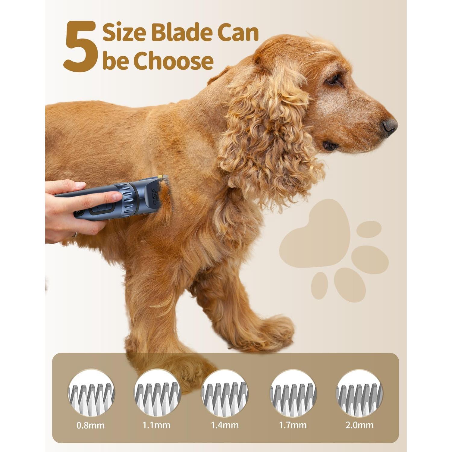 Cortapelos Eléctrico Inalámbrico VOVO para Perros - 3 Velocidades, Bajo Ruido, Azul