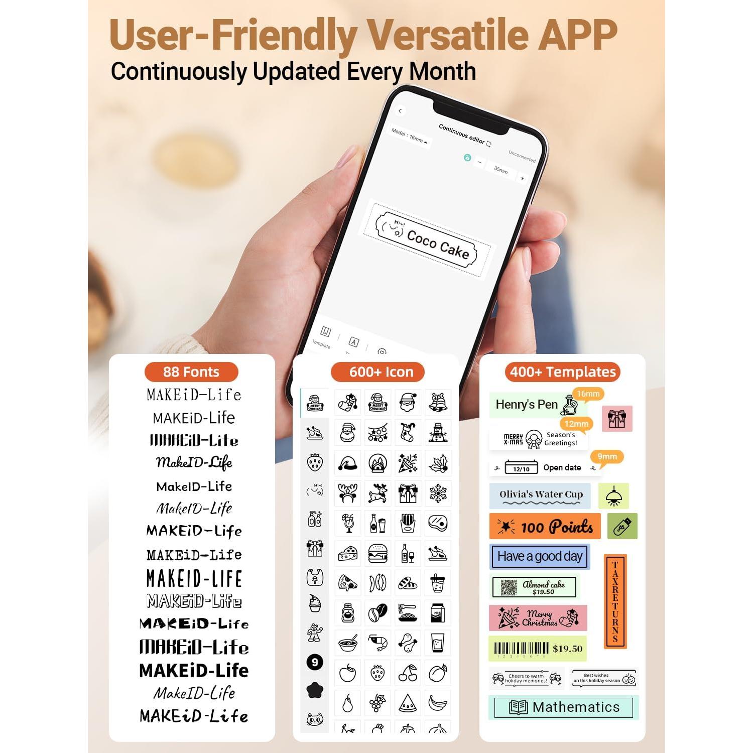 Etiquetadora Portátil Inalámbrica Makeid L1 - Beige, 203dpi