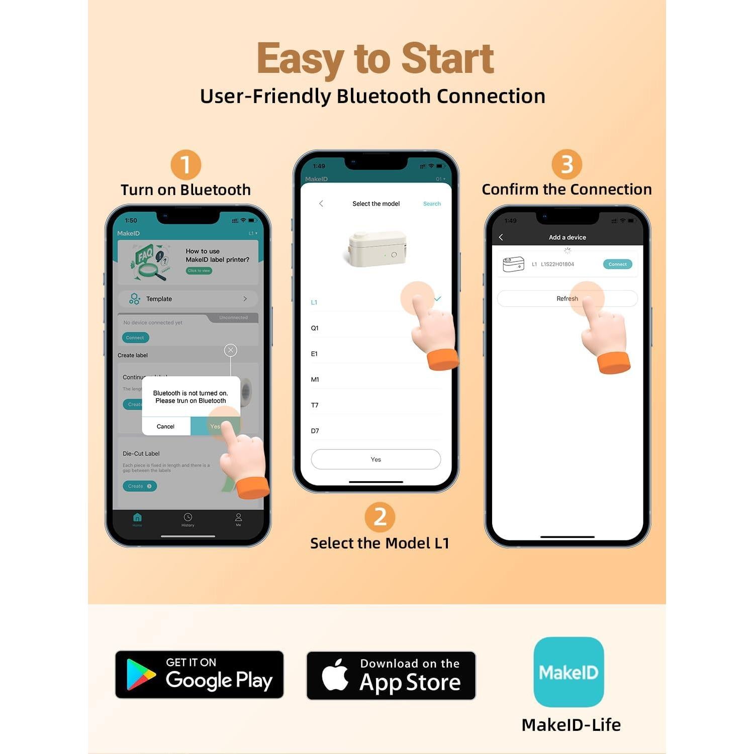 Etiquetadora Portátil Inalámbrica Makeid L1 - Beige, 203dpi