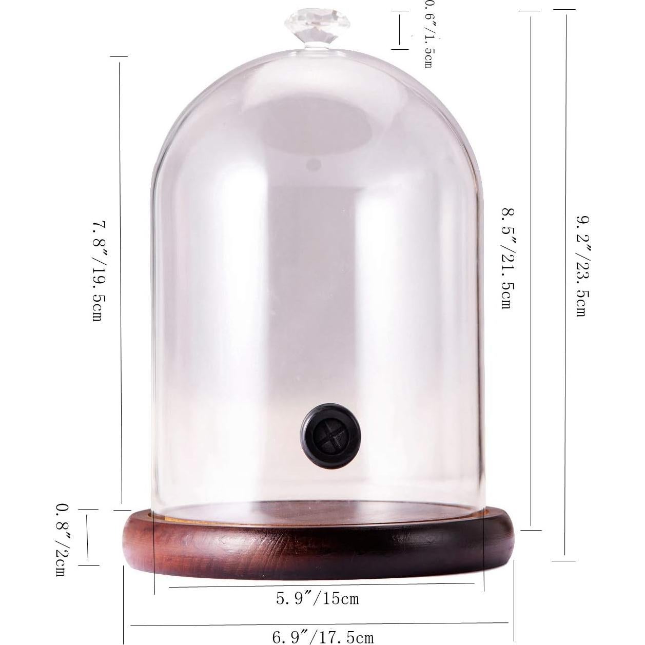 Campana de Humo TMKEFFC con Base de Madera y Vidrio 20 cm