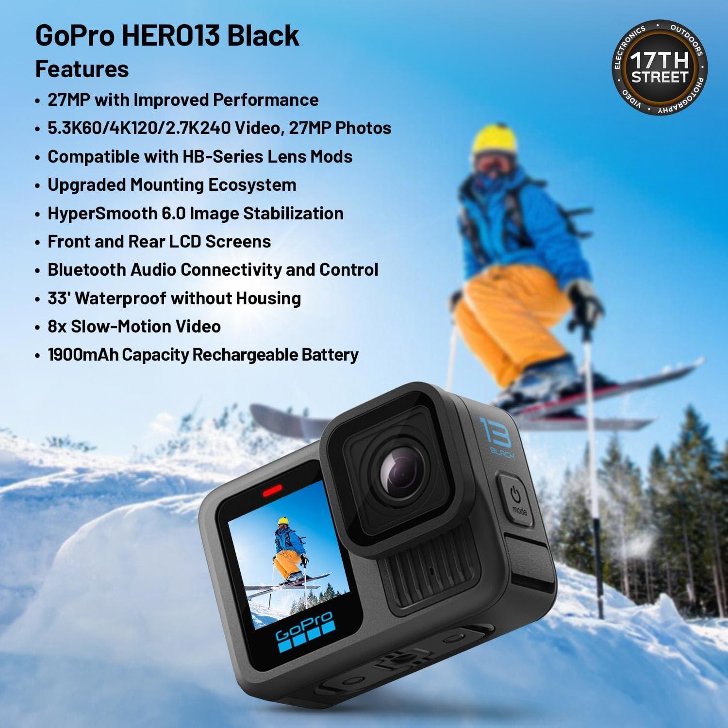 Cámara de Acción GoPro HERO13 Black 27MP 5.3K60 + Batería 1900mAh