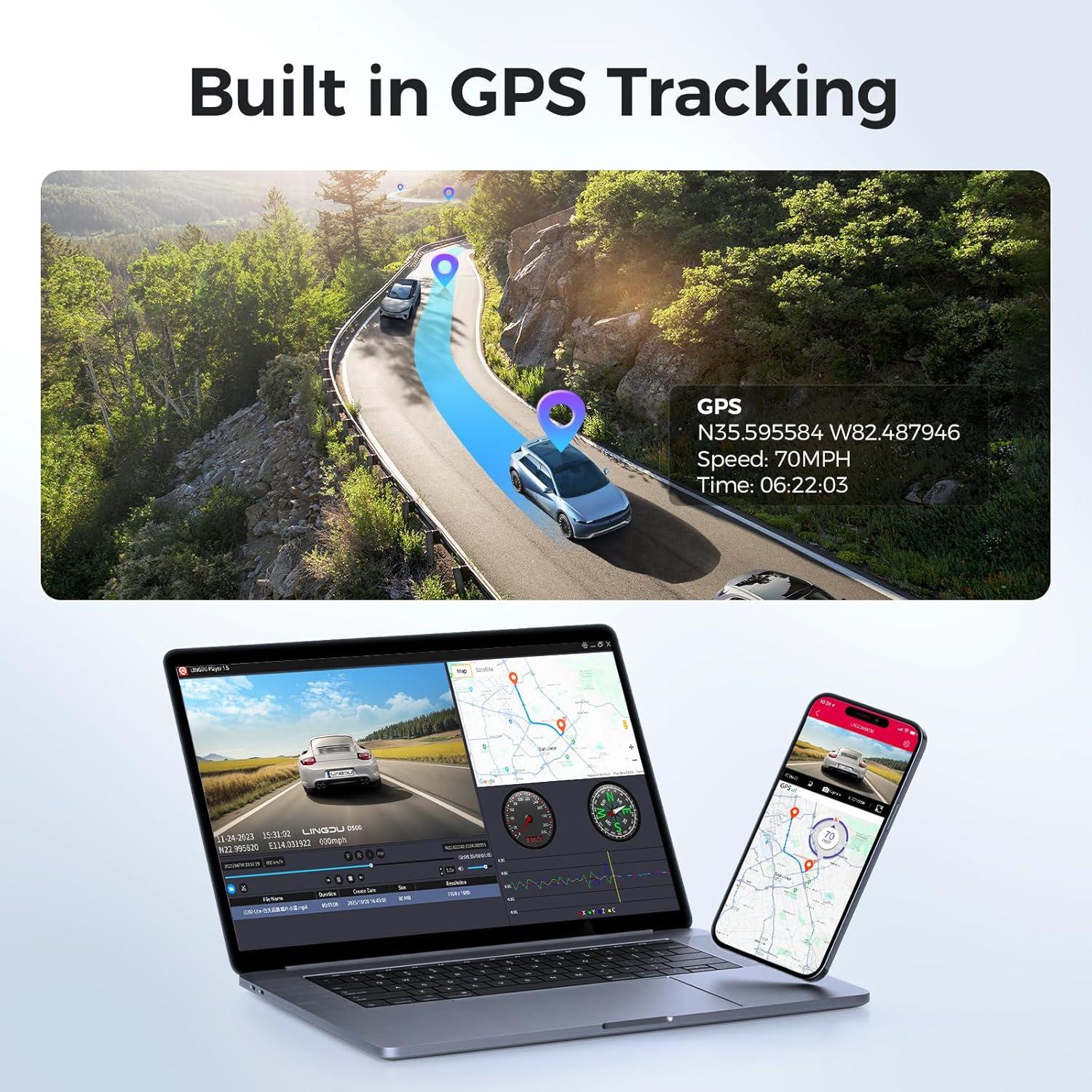 Cámara de Tablero LINGDU D500 4K con WiFi y GPS